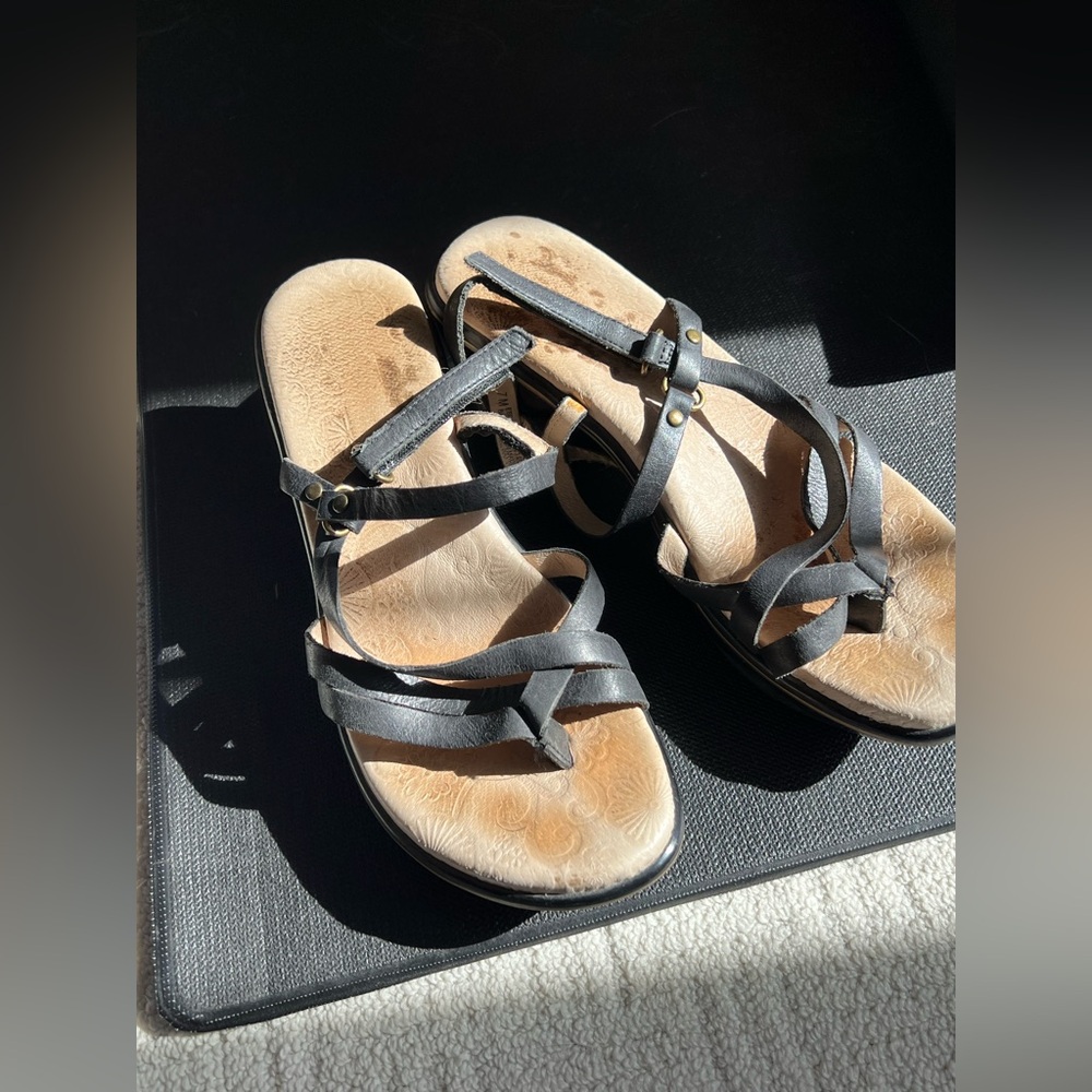 Jambu Womens Sport Black Wedge Comfort Strappy Sandals Size 7